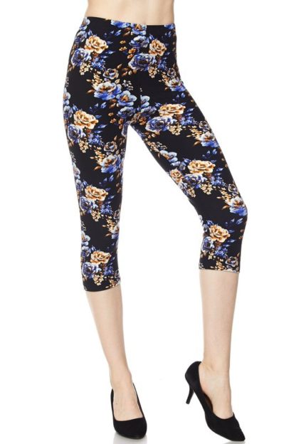Indigo Orange Floral Plus Size Capris - Image 2