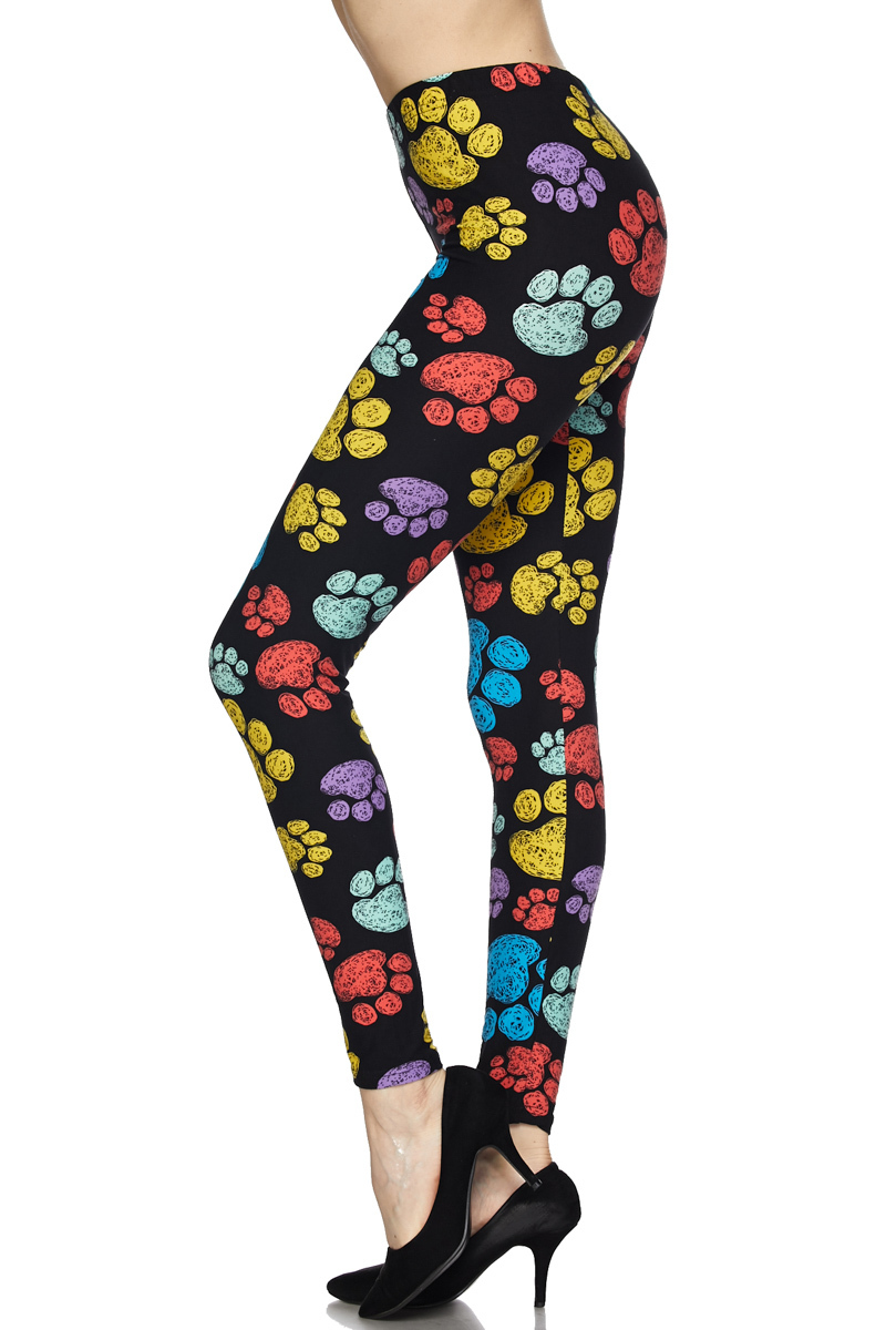 Summer Paw Print Plus Size Leggings 1X-2X