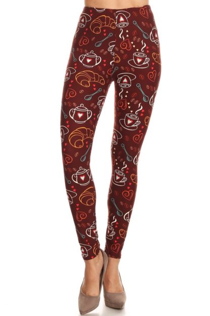 Coffee Plus Size Leggings - 3X-5X