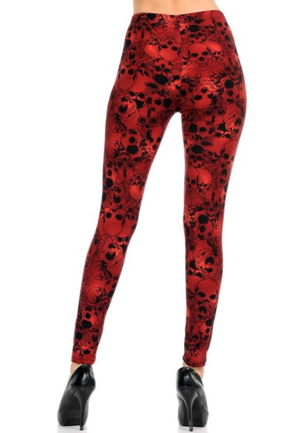 Red Layers of Skulls Plus Size Leggings - 3X-5X - Image 4