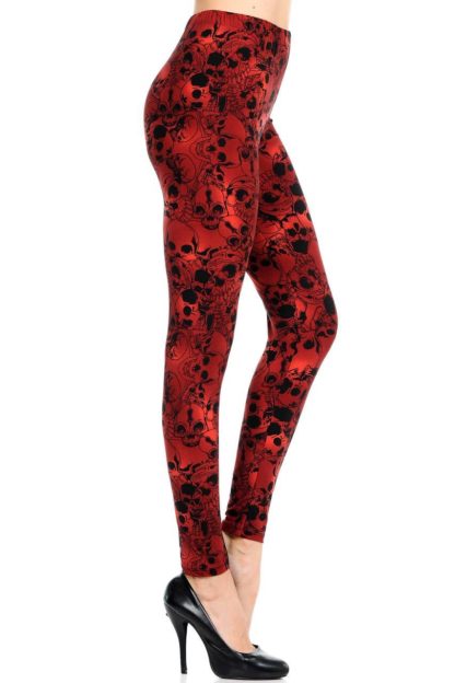Red Layers of Skulls Plus Size Leggings - 3X-5X - Image 2