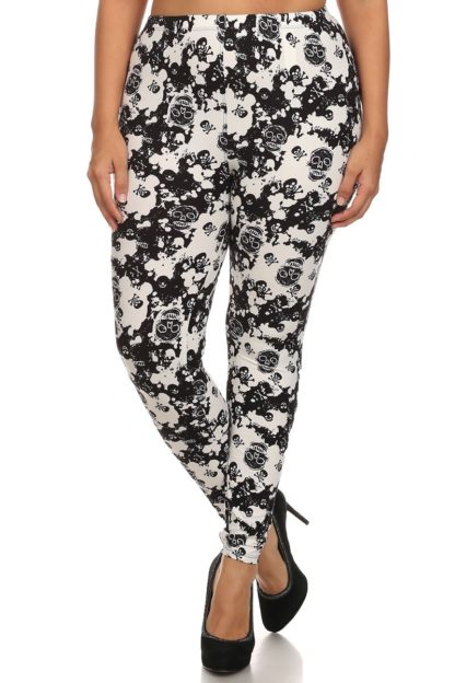 Salt and Pepper Skulls Plus Size Leggings - Image 4