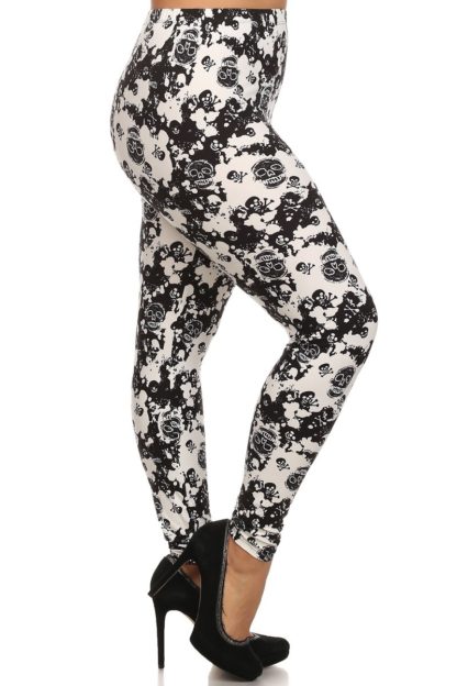 Salt and Pepper Skulls Plus Size Leggings
