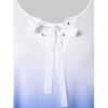 Plus Size Color Block Crescent Hem T-shirt - Blue - Image 2