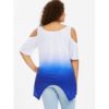 Plus Size Color Block Crescent Hem T-shirt - Blue - Image 6