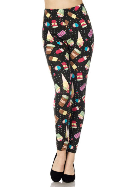 Delicious Summer Treats Leggings - Mint Mini Dots 1X-2X - Image 3