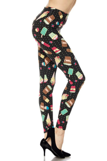Delicious Summer Treats Leggings - Mint Mini Dots 1X-2X - Image 4