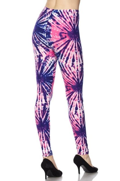 Fuchsia Blue Blast Tie Dye Plus Size Leggings 1X-2X - Image 4