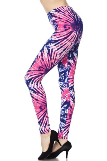 Fuchsia Blue Blast Tie Dye Plus Size Leggings 1X-2X - Image 3