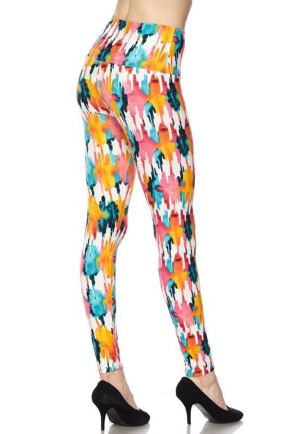High Waisted Lollipop Splash Plus Size Leggings 1X-2X - Image 4