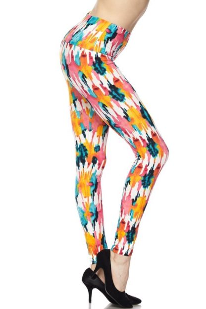 High Waisted Lollipop Splash Plus Size Leggings 1X-2X - Image 2