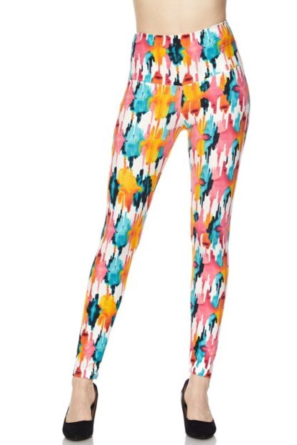High Waisted Lollipop Splash Plus Size Leggings 1X-2X - Image 3