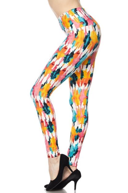 High Waisted Lollipop Splash Plus Size Leggings 1X-2X