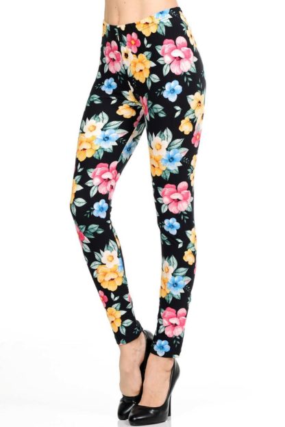 Plus Size Cute Floral Leggings 1X-2X