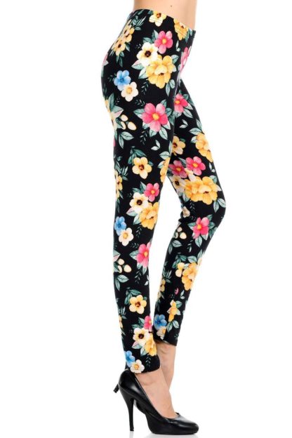 Plus Size Cute Floral Leggings 1X-2X - Image 2