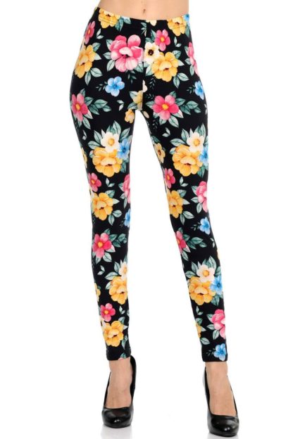 Plus Size Cute Floral Leggings 1X-2X - Image 3