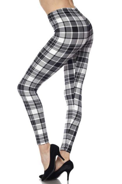 Monochrome Plaid Plus Size Leggings - 3X-5X