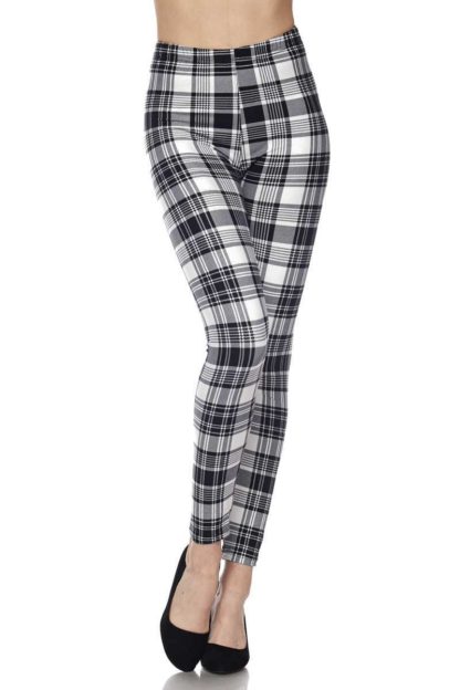 Monochrome Plaid Plus Size Leggings - 3X-5X - Image 3