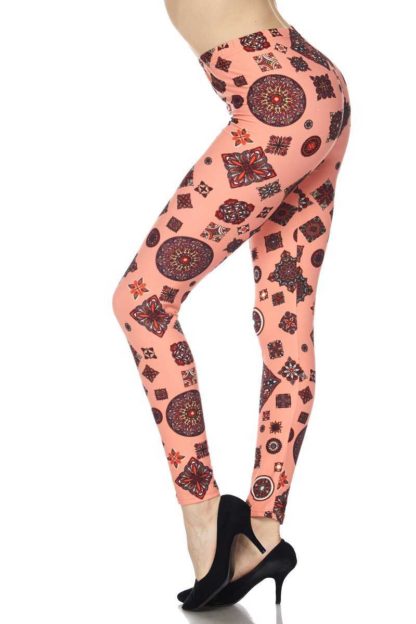 Coral Charisma Tribal Plus Size Leggings 1X-2X