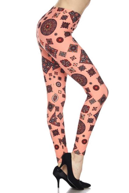 Coral Charisma Tribal Plus Size Leggings 1X-2X - Image 4