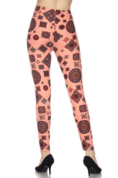 Coral Charisma Tribal Plus Size Leggings 1X-2X - Image 2