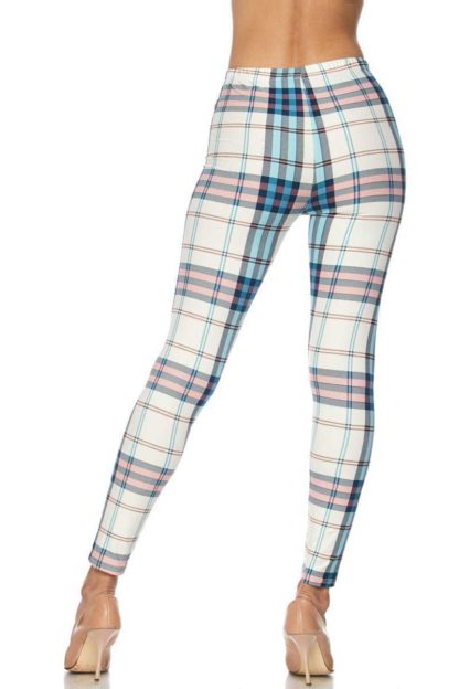 White Pastel Plaid Plus Size Leggings - 3X-5X - Image 4