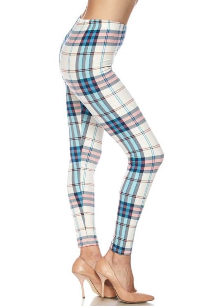 White Pastel Plaid Plus Size Leggings - 3X-5X - Image 3