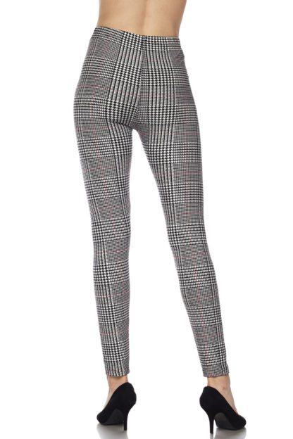 Mustard Accent Houndstooth Plaid Plus Size Leggings - 3X-5X - Image 4