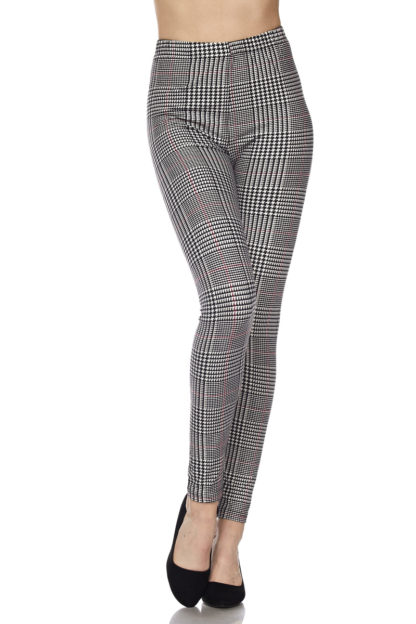 Mustard Accent Houndstooth Plaid Plus Size Leggings - 3X-5X - Image 3