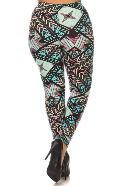 Melodic Emerald Tribal Plus Size Leggings - Image 4