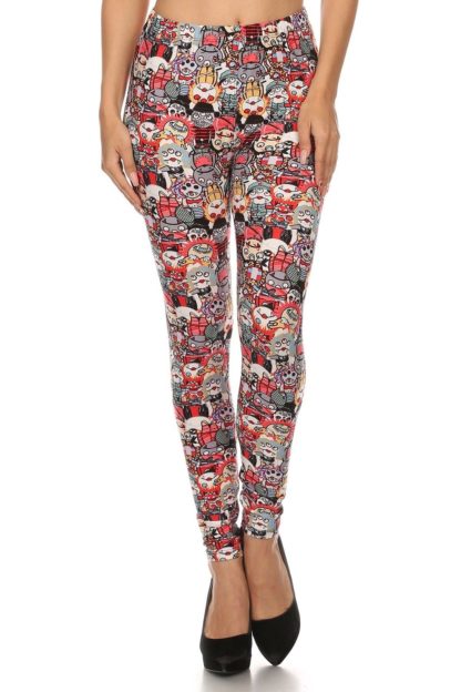 Women's 3X-5X Monster Cartoon Pattern Printed Leggings