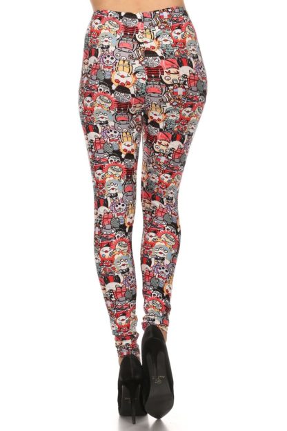 Women's 3X-5X Monster Cartoon Pattern Printed Leggings - Image 3