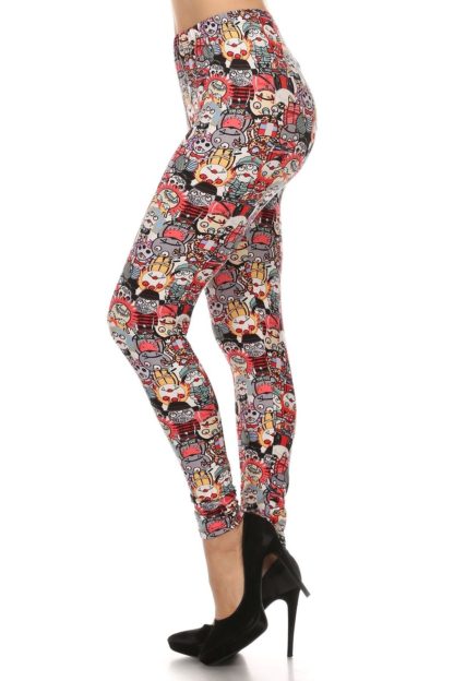 Women's 3X-5X Monster Cartoon Pattern Printed Leggings - Image 2