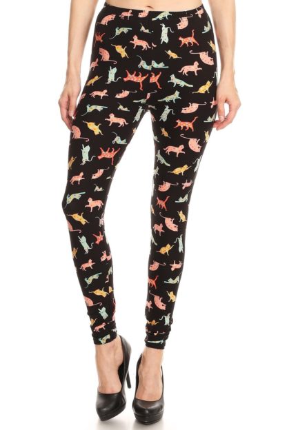 Women's 3X-5X Playful Cats Pattern Printed Leggings