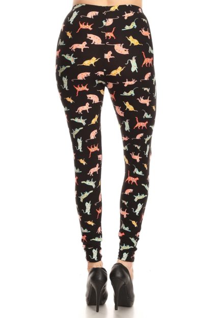 Women's 3X-5X Playful Cats Pattern Printed Leggings - Image 3