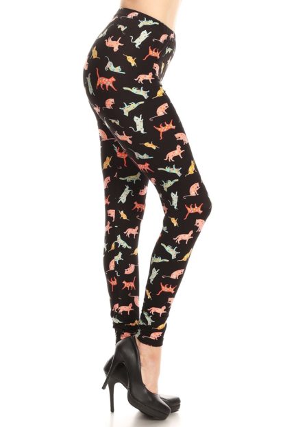 Women's 3X-5X Playful Cats Pattern Printed Leggings - Image 2