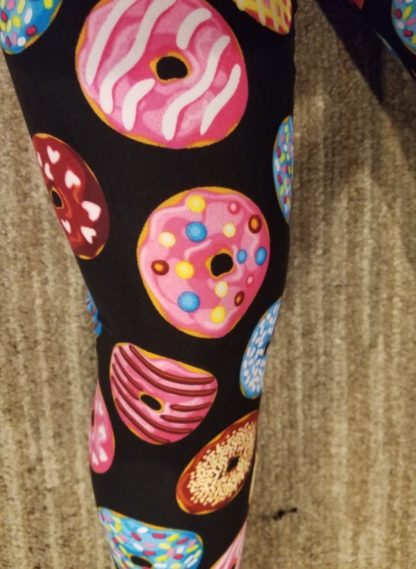 Leggings Plus Size Black w Colorful Donuts  12-22 - Image 2
