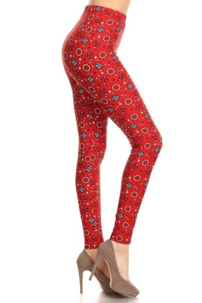 Plus colorful Anchor Compass Pattern Printed Leggings