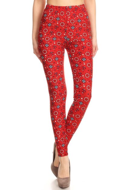 Plus colorful Anchor Compass Pattern Printed Leggings - Image 3