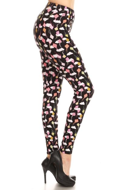 Plus Balloon Kite Pattern Printed Leggings