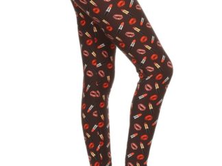 Plus Lip Lipstick Pattern Printed Leggings