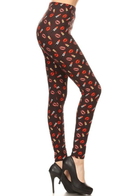 Plus Lip Lipstick Pattern Printed Leggings
