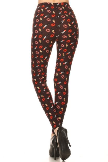 Plus Lip Lipstick Pattern Printed Leggings - Image 2