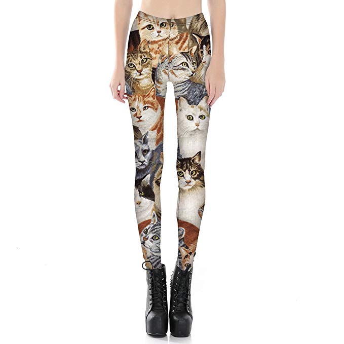Kitty-cat Printed Yoga High Waist Leggings Pants Plus Size - Big and ...