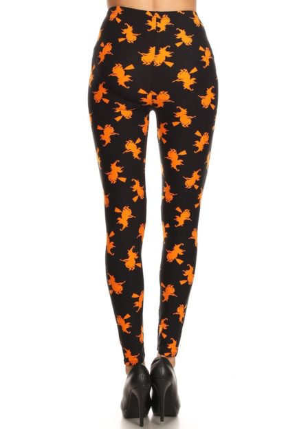 Broomstick Witches Halloween Plus Size Leggings - 3X-5X - Image 3