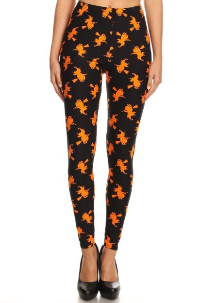 Broomstick Witches Halloween Plus Size Leggings - 3X-5X