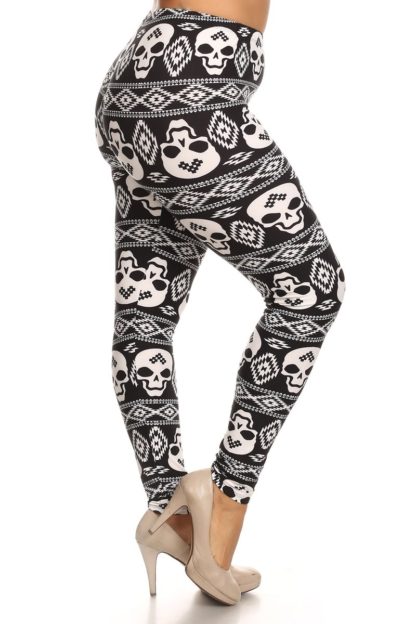 Wholesale Buttery Soft Tribe Skull Plus Size Leggings - 3X-5X - Image 4