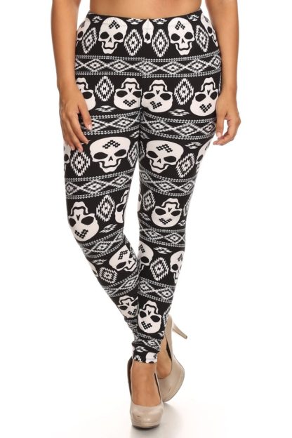 Wholesale Buttery Soft Tribe Skull Plus Size Leggings - 3X-5X