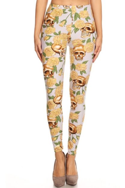 Golden Skulls Plus Size Leggings 1X-2X