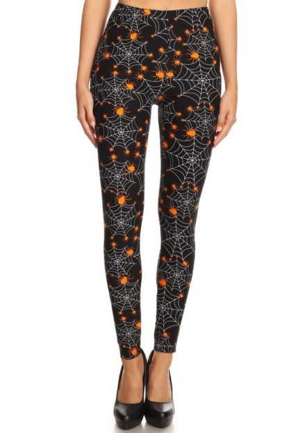 Spider Web Halloween Plus Size Leggings - 3X-5X